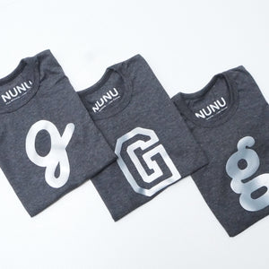 Nunu Alphabet (Dark Grey)/ เสื้อสีเทาดำสกรีนตัวอักษรย่อ